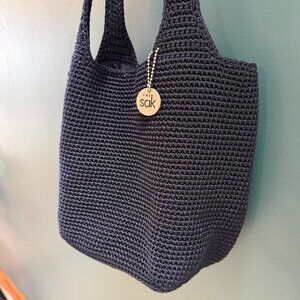 The Sak Village Dreamer Navy Blue Crochet Tote Bag | Boho Beach Purse